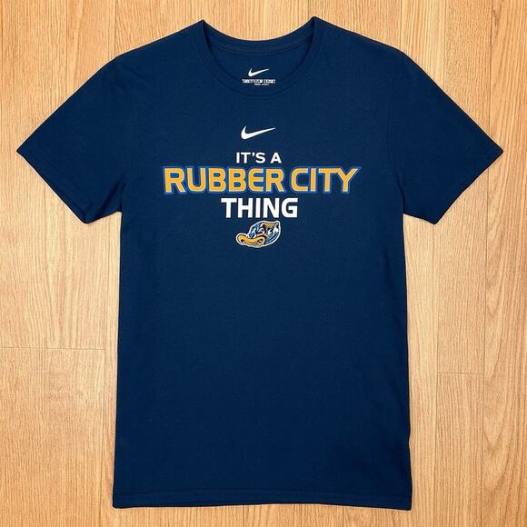 Nike Akron RubberDucks Women’s T-Shirt Small Black Rubber City Thing MiLB Tee - Picture 1 of 5